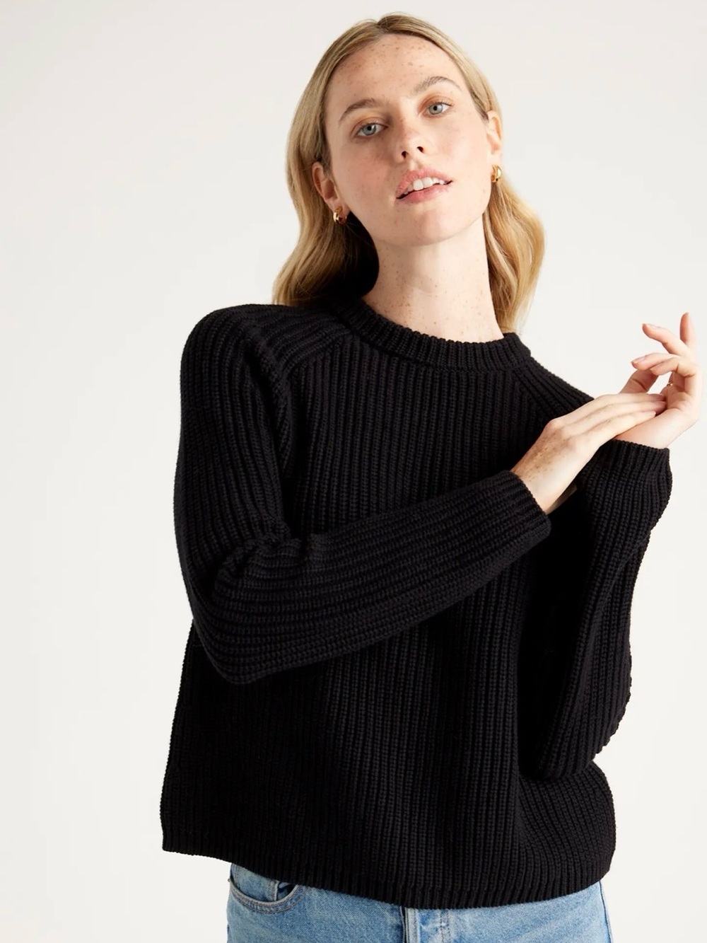 Quince Black Ribbed Crewneck Sweater - Women